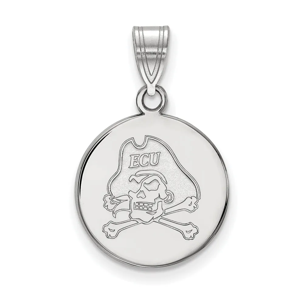 10k White Gold East Carolina U Medium Disc Pendant