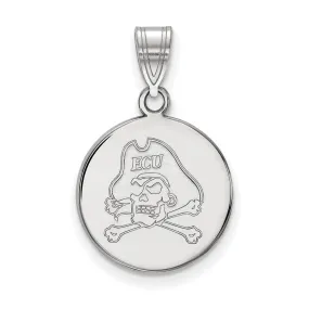 10k White Gold East Carolina U Medium Disc Pendant