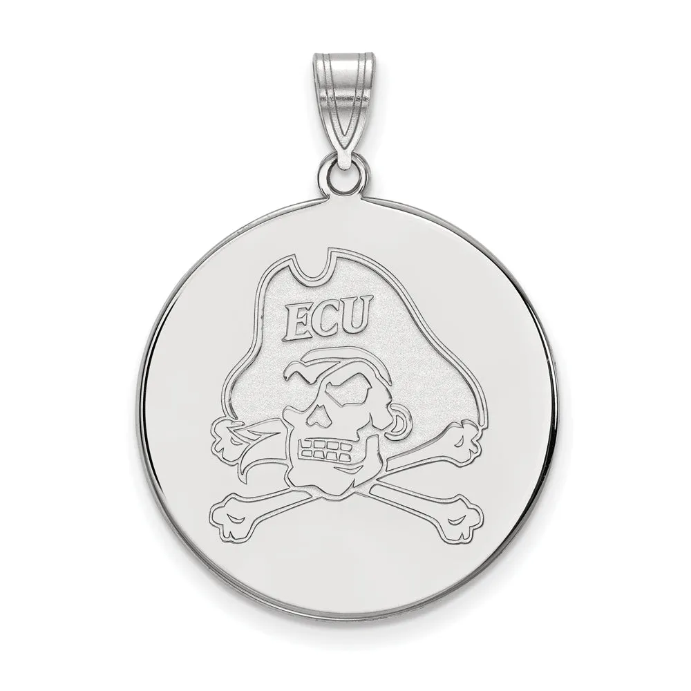 10k White Gold East Carolina U XL Disc Pendant