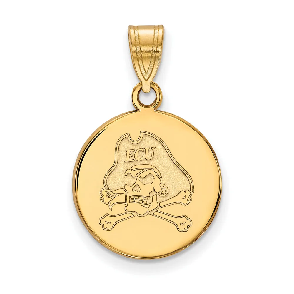 10k Yellow Gold East Carolina U Medium Disc Pendant