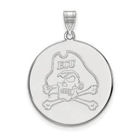 14k White Gold East Carolina U XL Disc Pendant