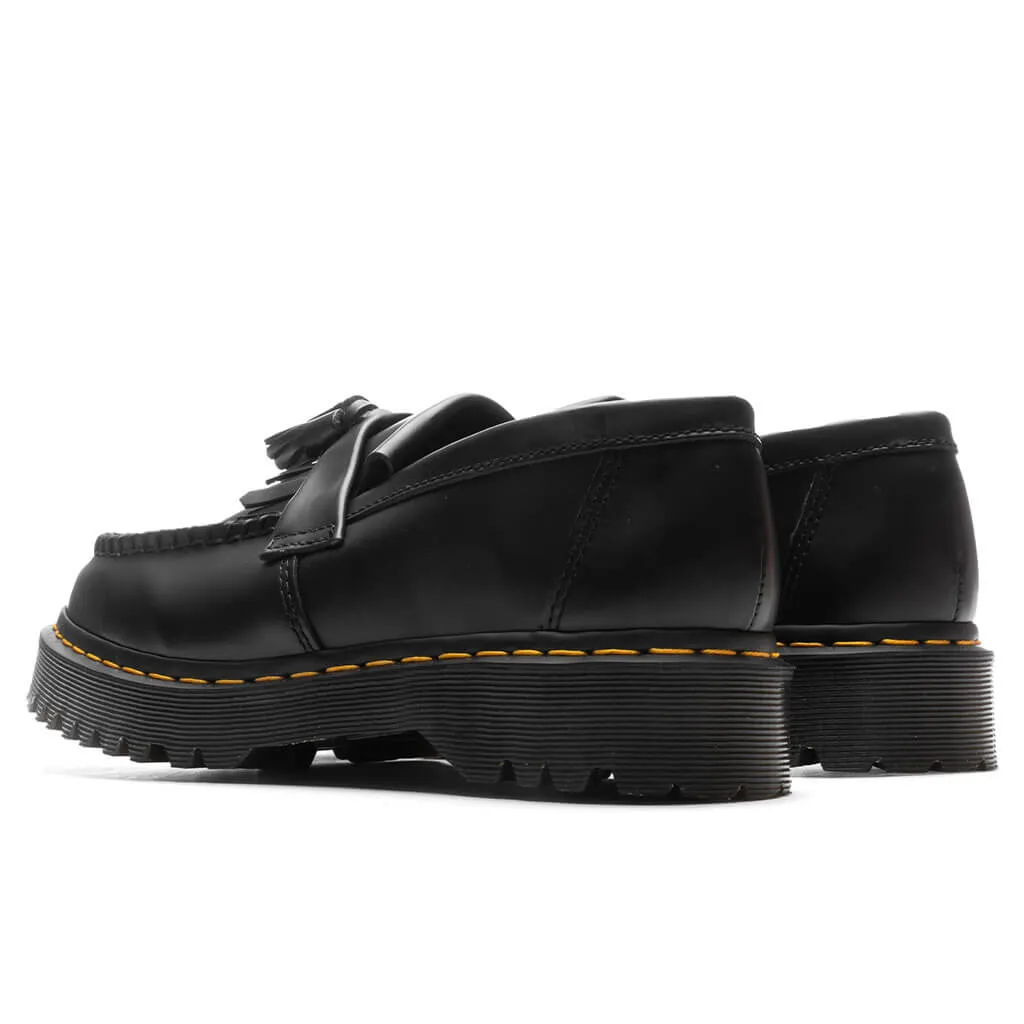 Adrian Bex Smooth Leather Tassel Loafers - Black