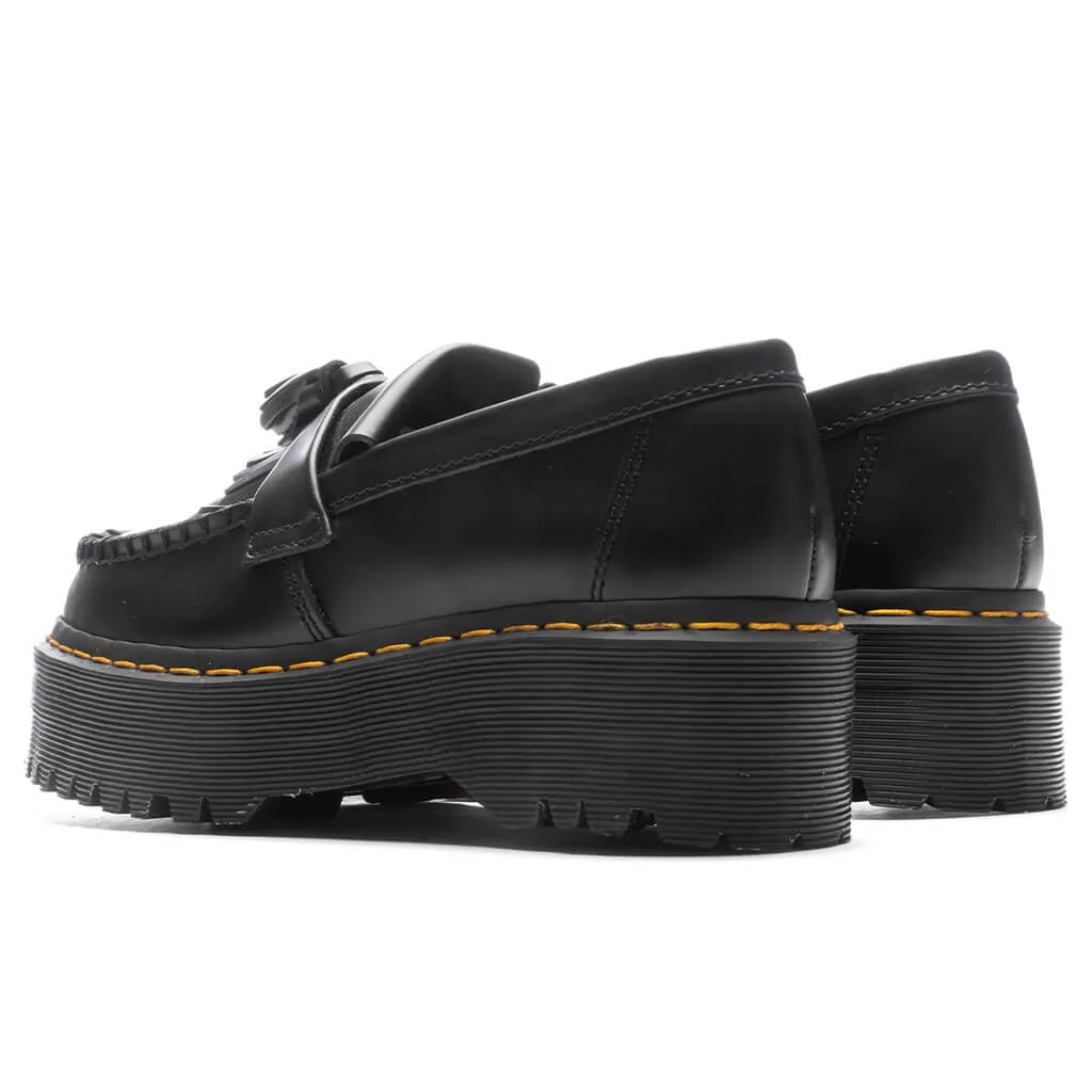 Adrian Leather Platform Tassel Loafers - Black Smooth