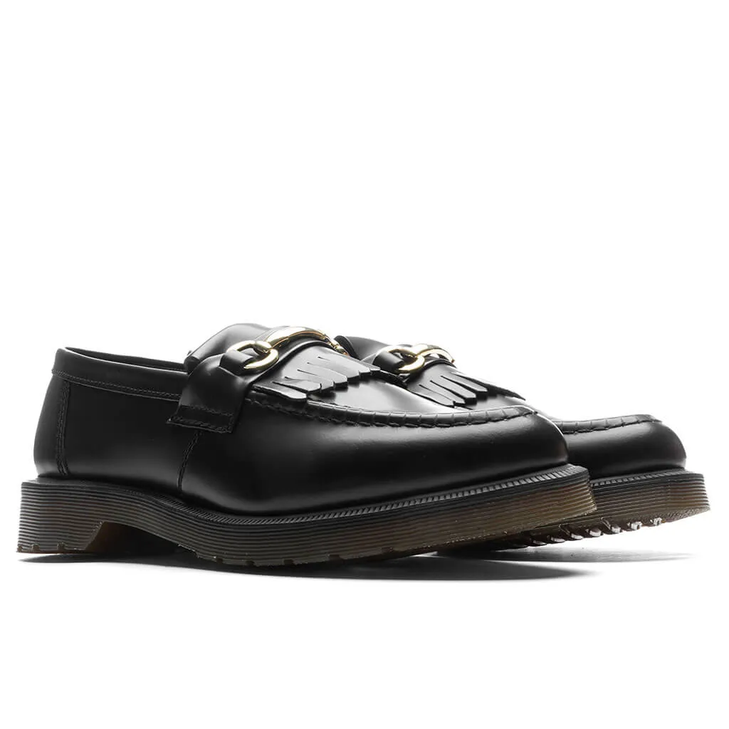 Adrian Snaffle Smooth Leather Kiltie Loafers - Black Polished Smooth