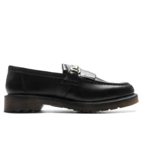 Adrian Snaffle Smooth Leather Kiltie Loafers - Black Polished Smooth