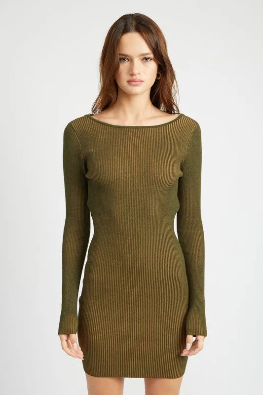 Bodycon Mini Knit Dress With Open Back