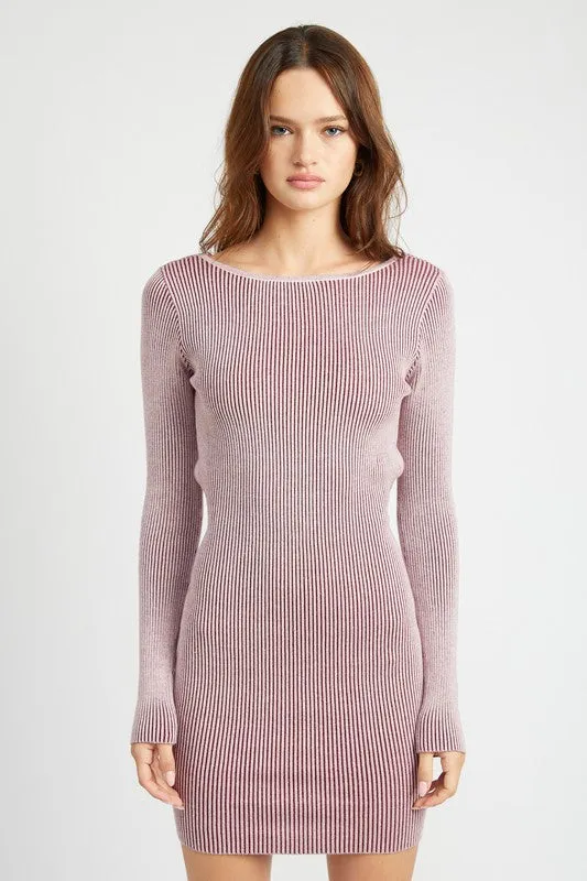 Bodycon Mini Knit Dress With Open Back