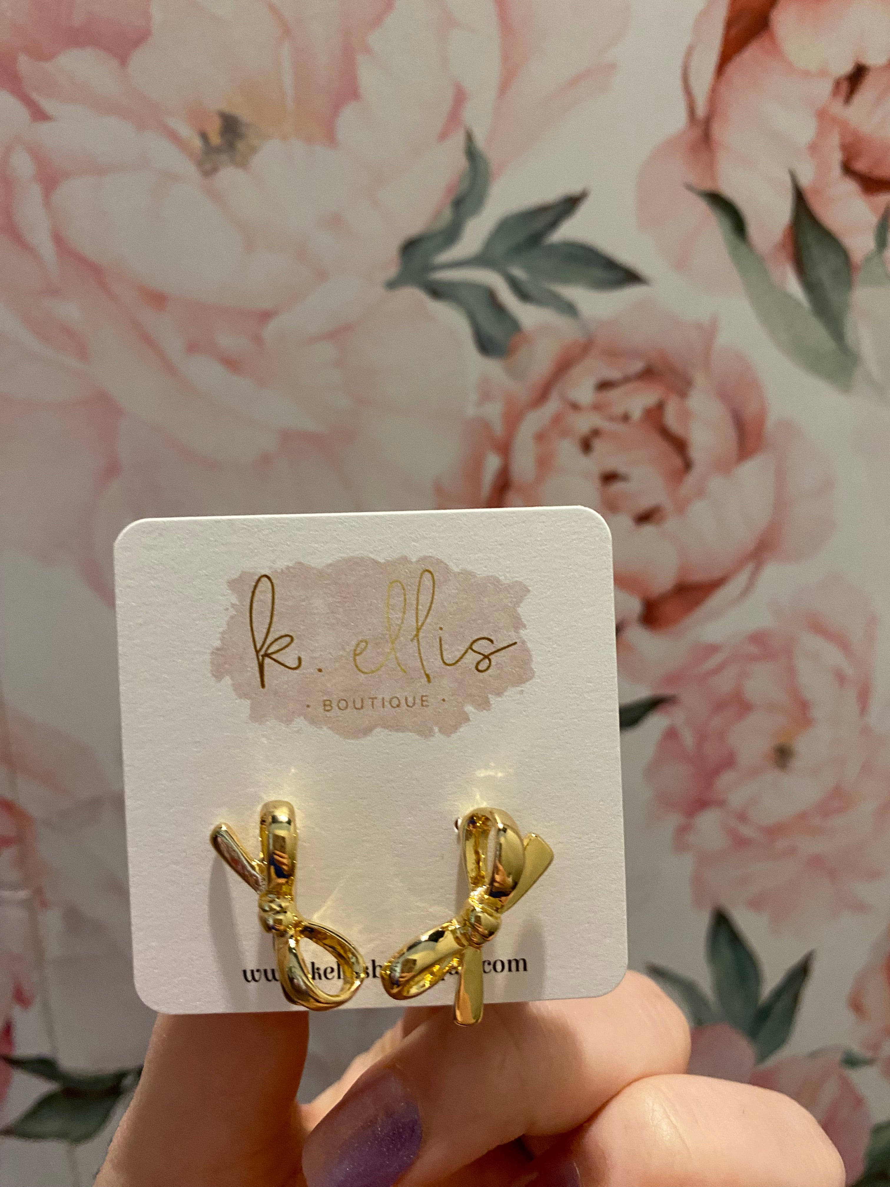 Bow Stud Earrings- Gold