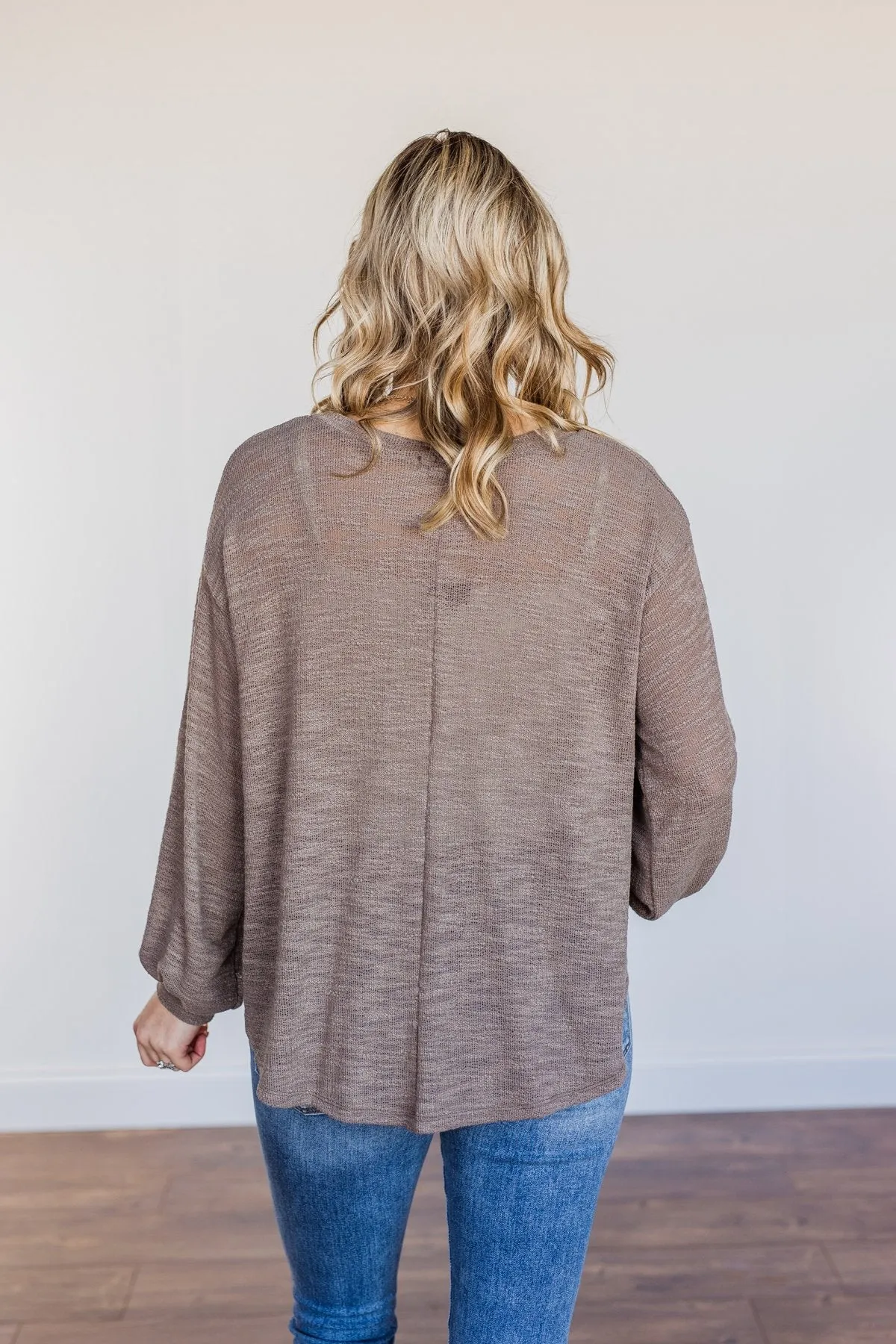 Breaking The Rules High-Low Long Sleeve Top- Mocha