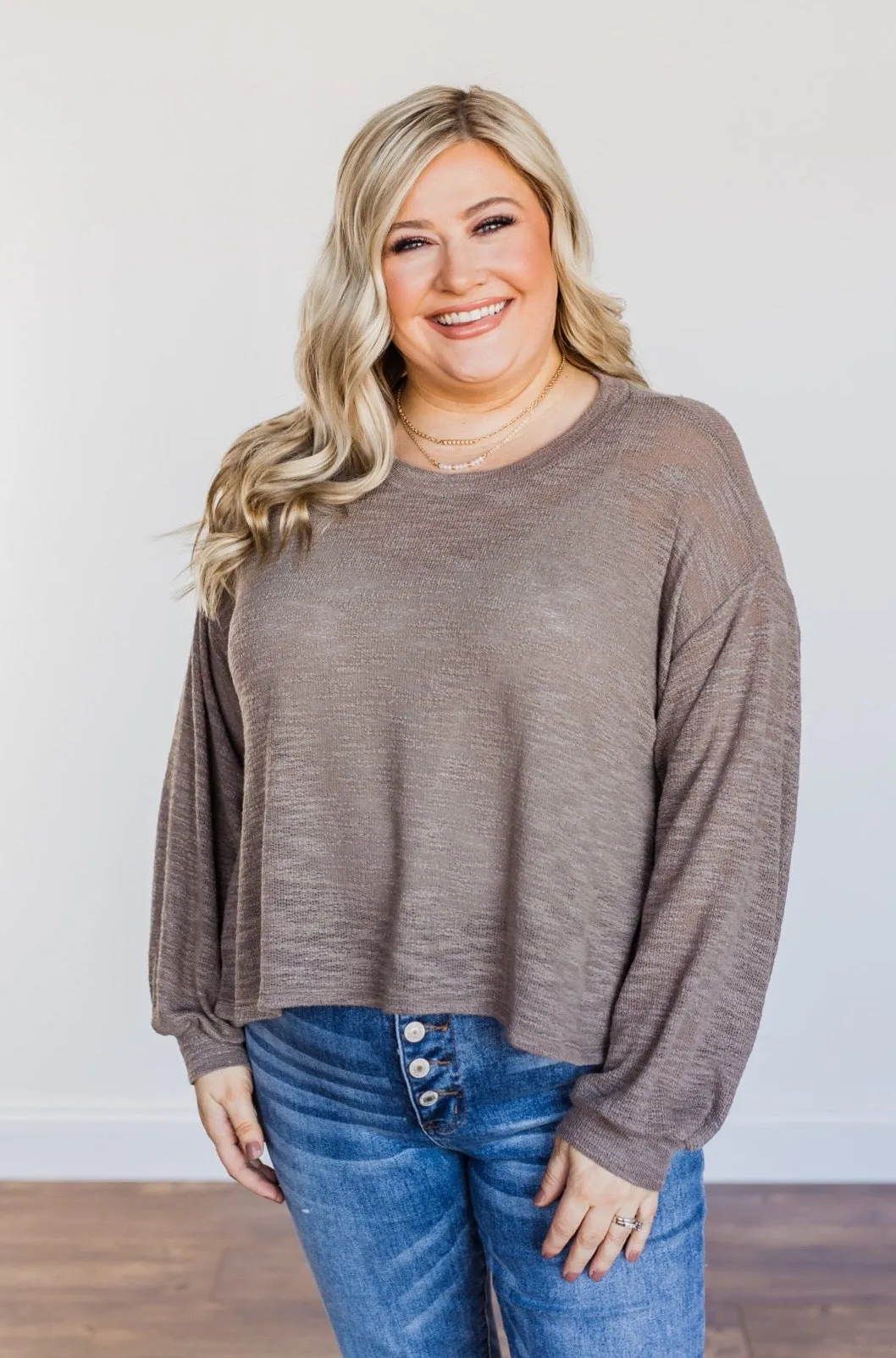 Breaking The Rules High-Low Long Sleeve Top- Mocha