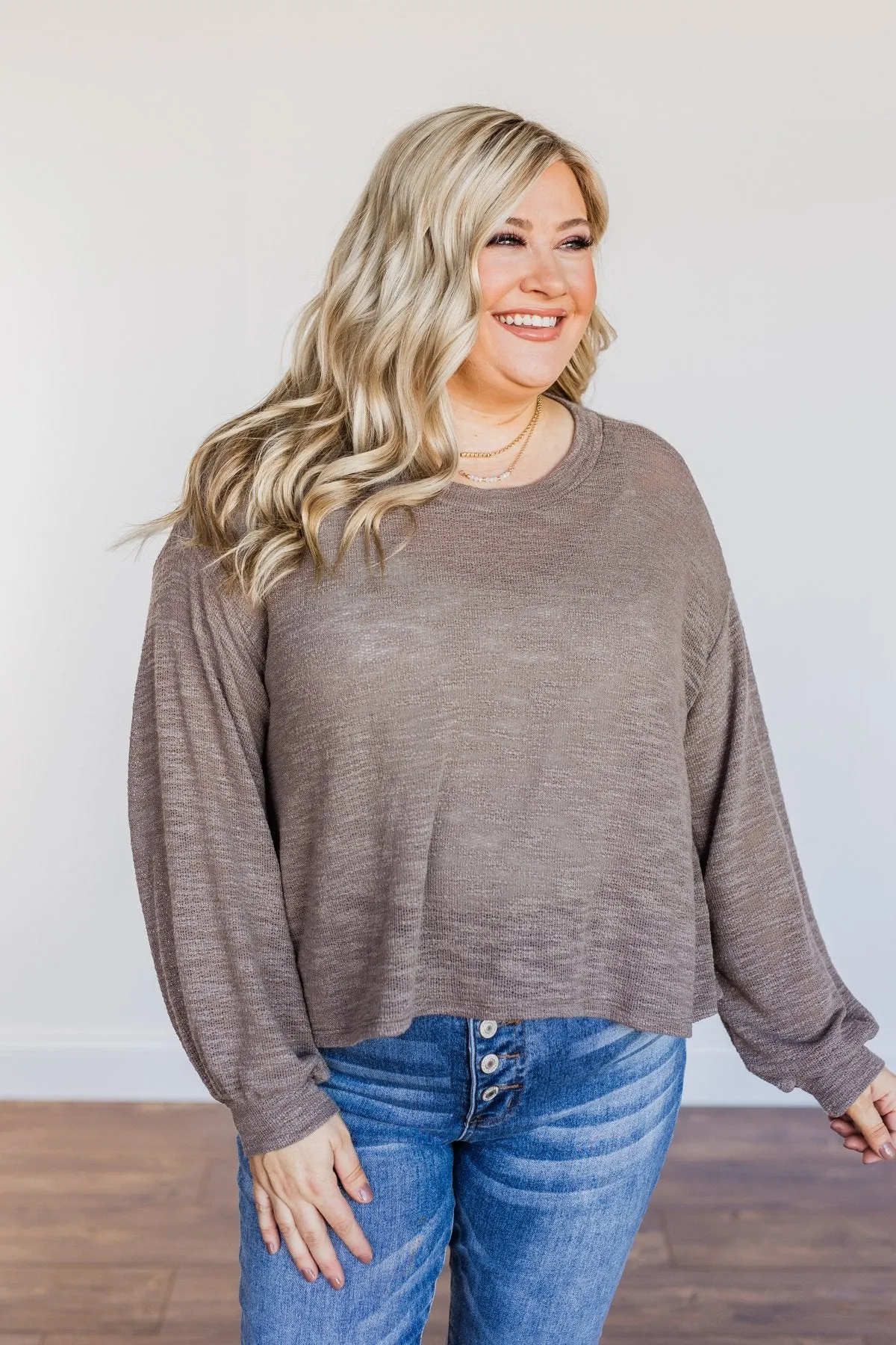 Breaking The Rules High-Low Long Sleeve Top- Mocha