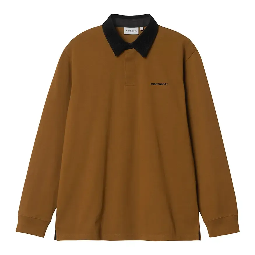 Carhartt WIP L/S Cord Rugby Polo - Deep Hamilton Brown