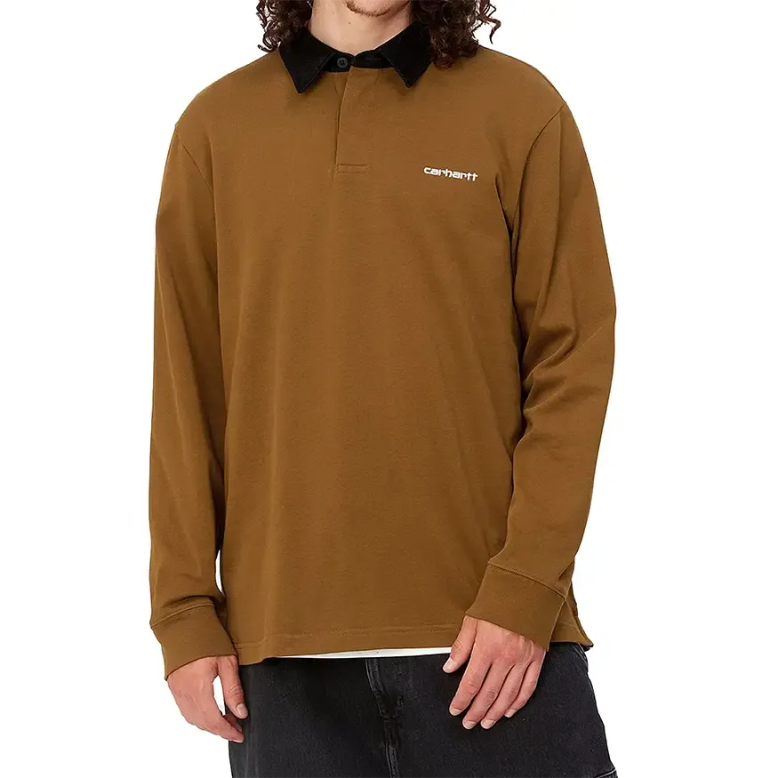 Carhartt WIP L/S Cord Rugby Polo - Deep Hamilton Brown