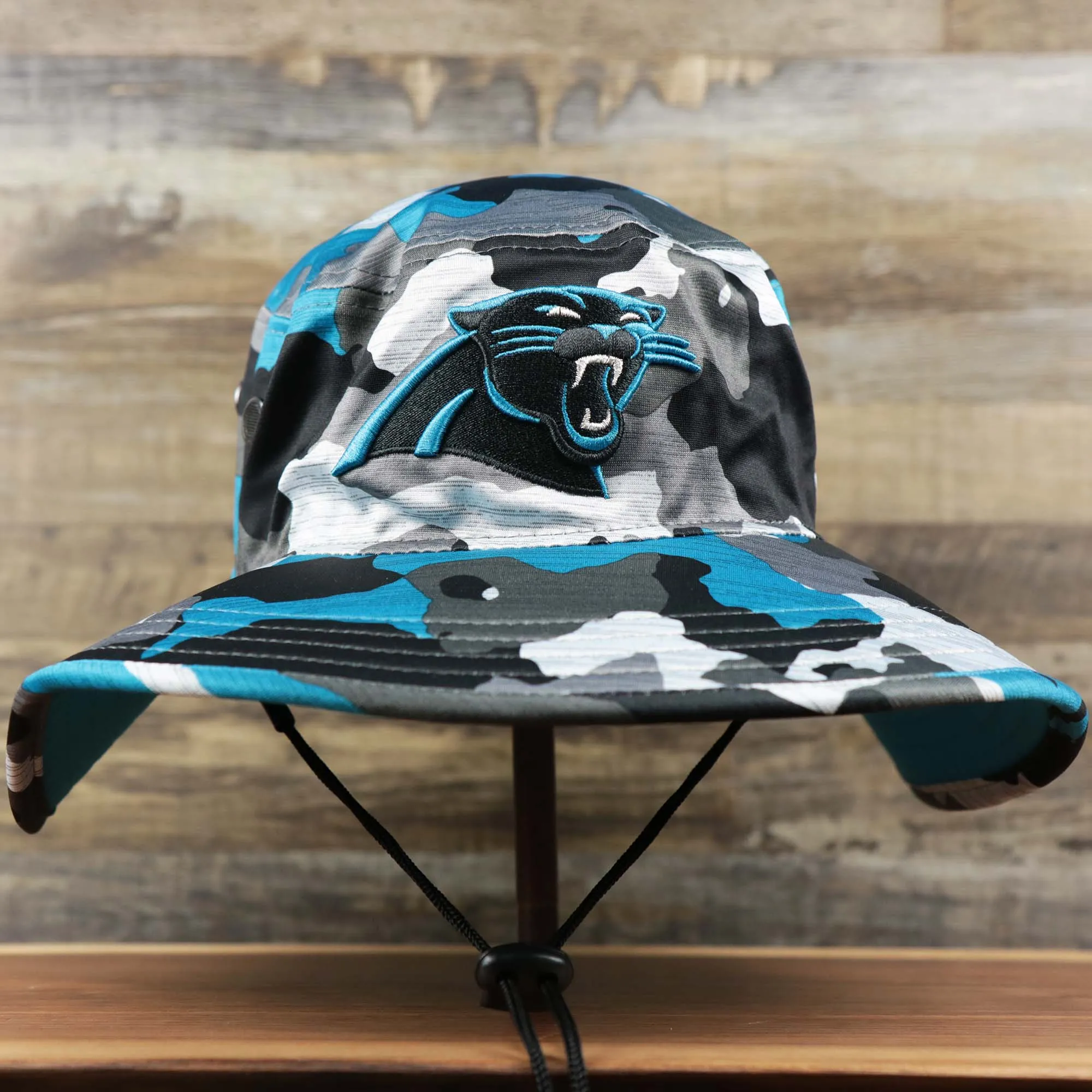 Carolina Panthers NFL Summer Training Camp 2022 Camo Bucket Hat | Aqua Bucket Hat