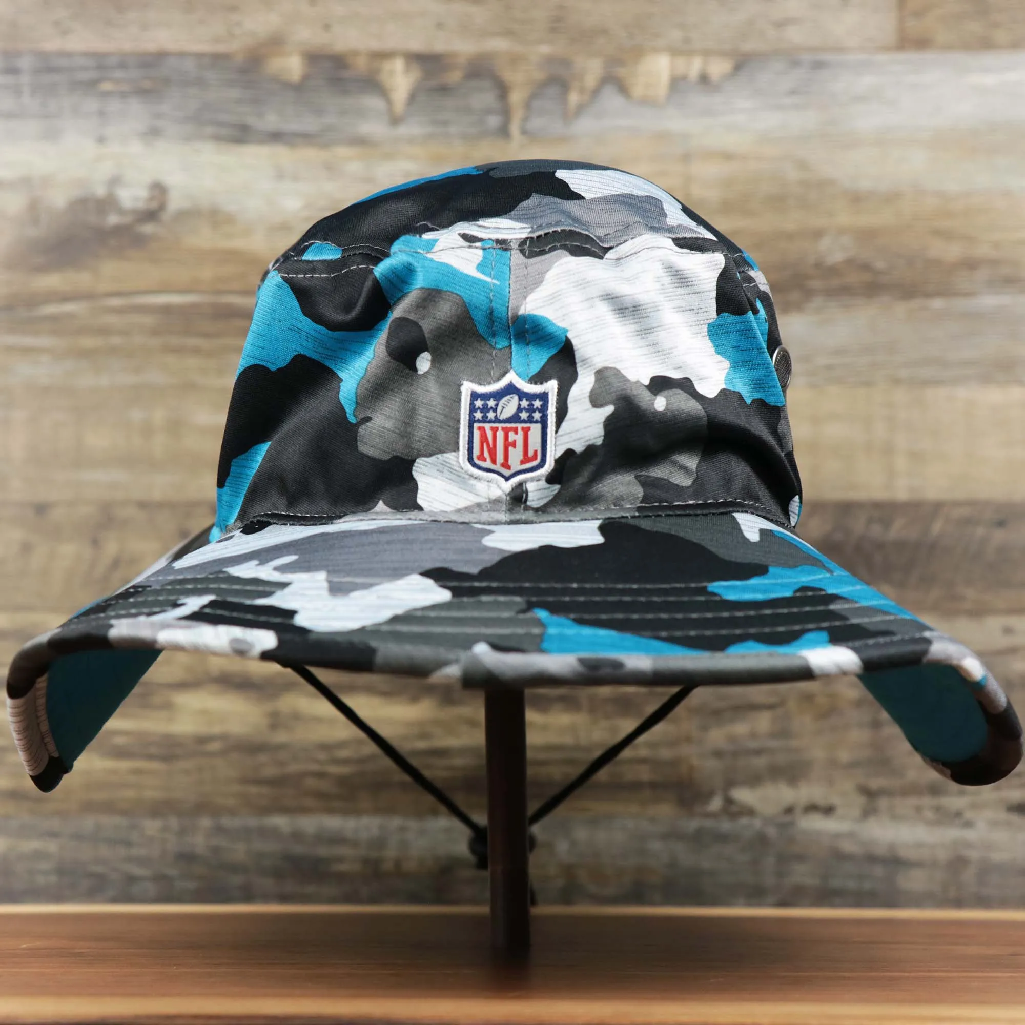 Carolina Panthers NFL Summer Training Camp 2022 Camo Bucket Hat | Aqua Bucket Hat