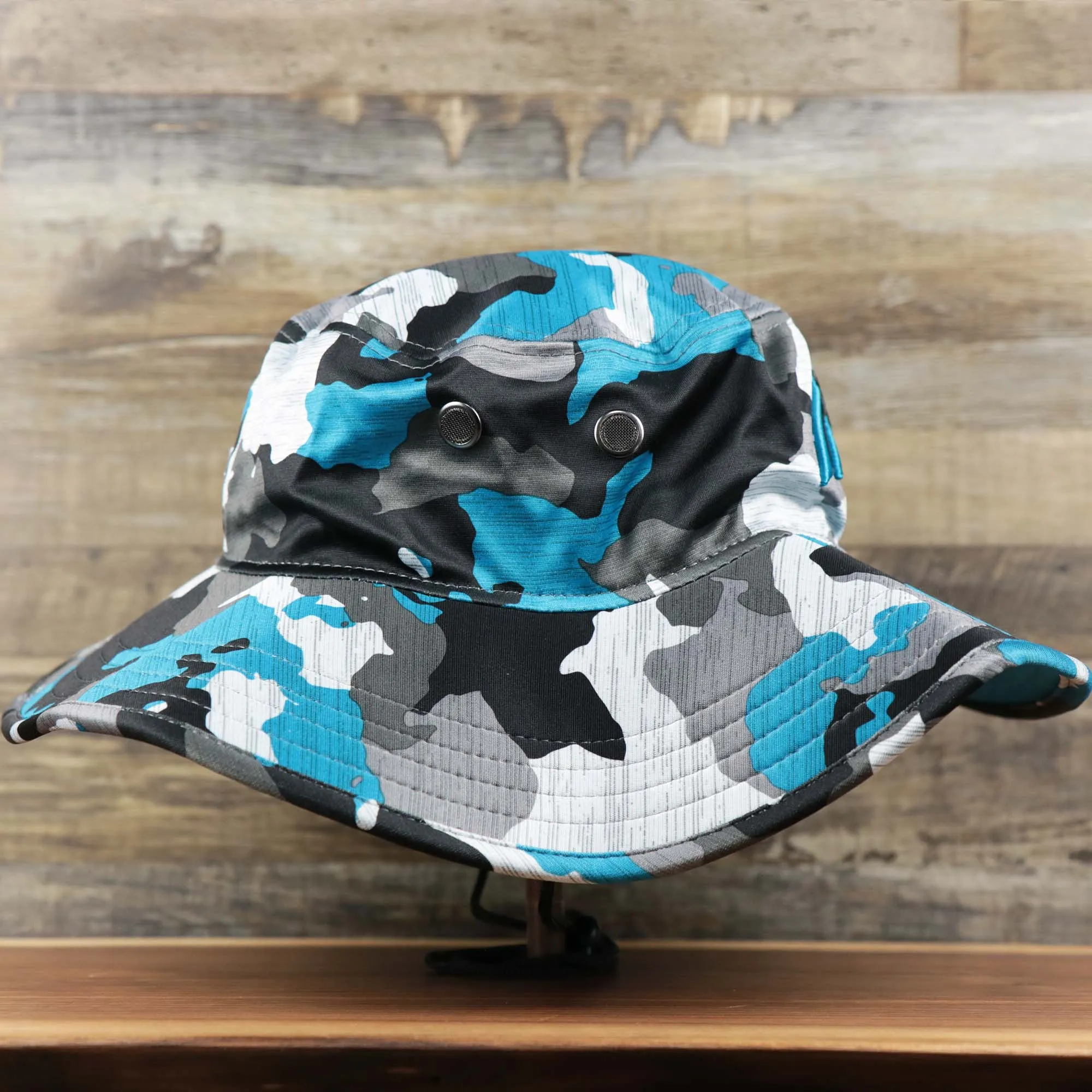 Carolina Panthers NFL Summer Training Camp 2022 Camo Bucket Hat | Aqua Bucket Hat