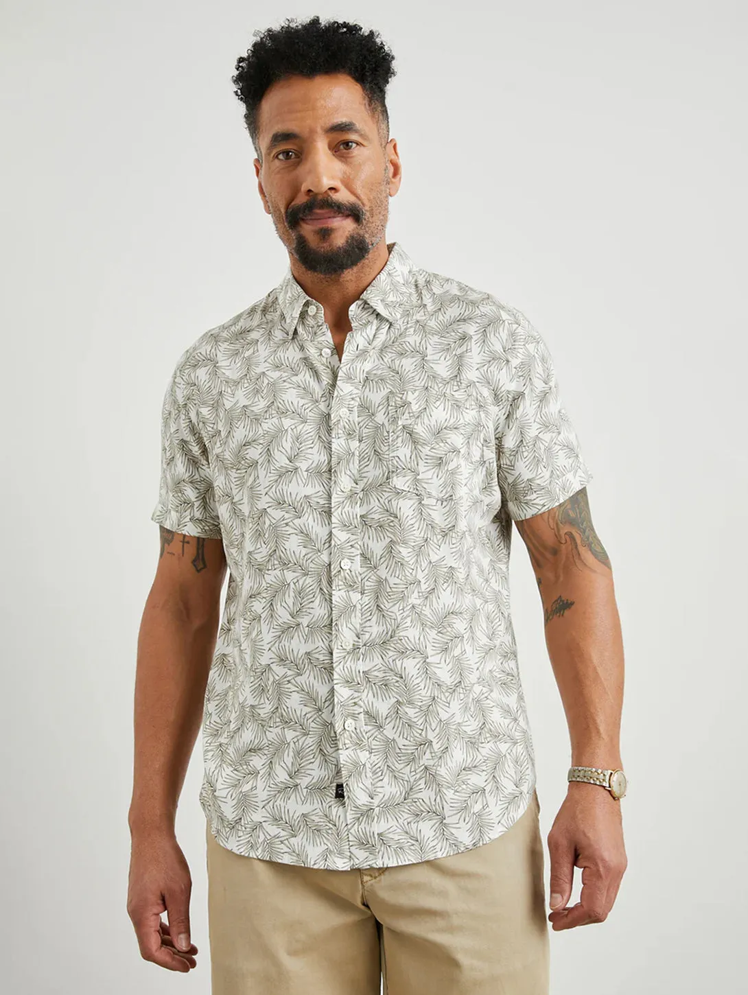 Carson Shirt - Palm Americano White