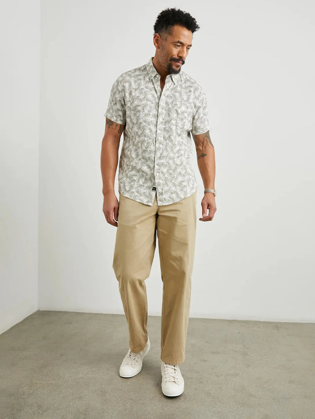 Carson Shirt - Palm Americano White