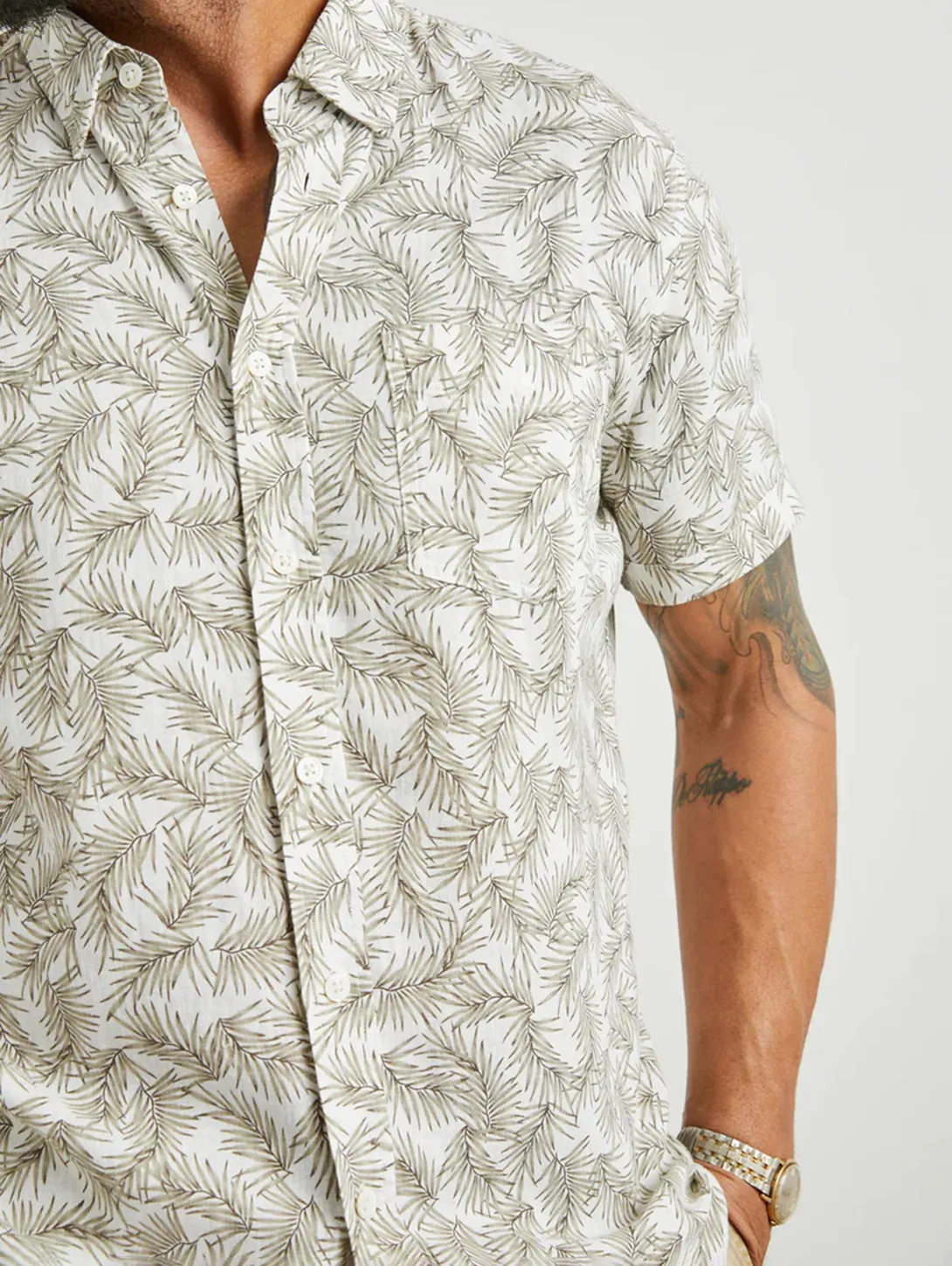 Carson Shirt - Palm Americano White