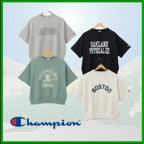 CHAMPION  |Street Style Plain Short Sleeves Hoodies & Sweatshirts