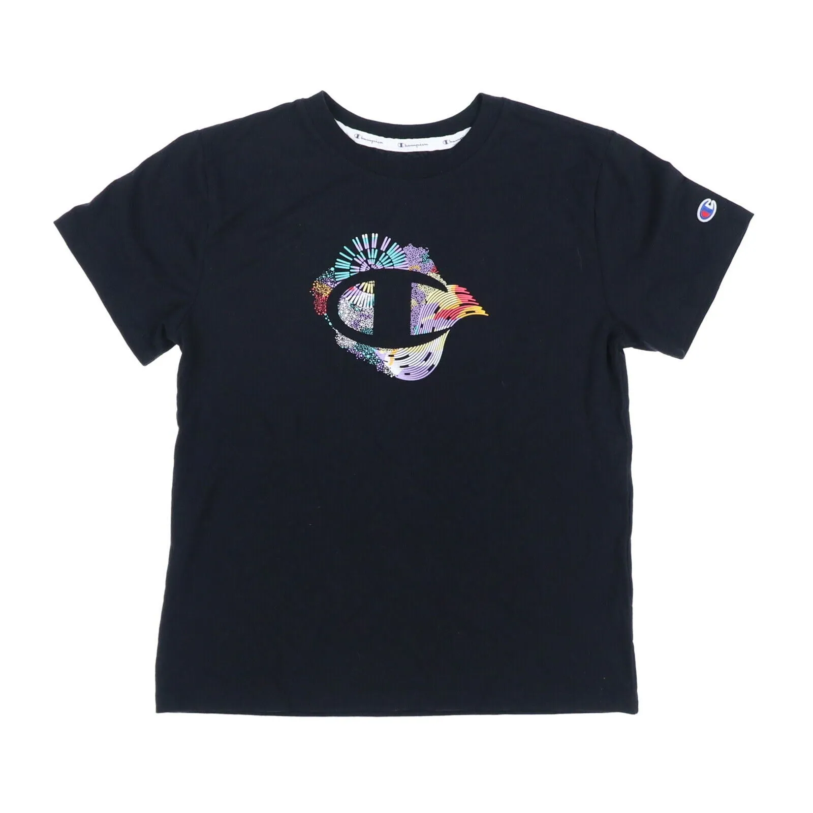 Champion Women's Logo Graphic Short Sleeve Crew Neck T-Shirt Black Size Small