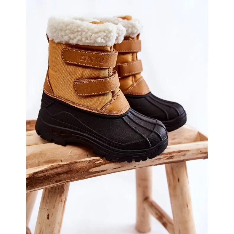 Children's Snow Boots On Velcro Big Star KK374237 Camel orange