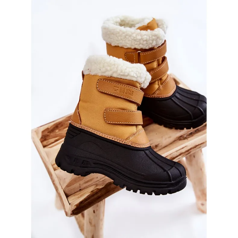 Children's Snow Boots On Velcro Big Star KK374237 Camel orange