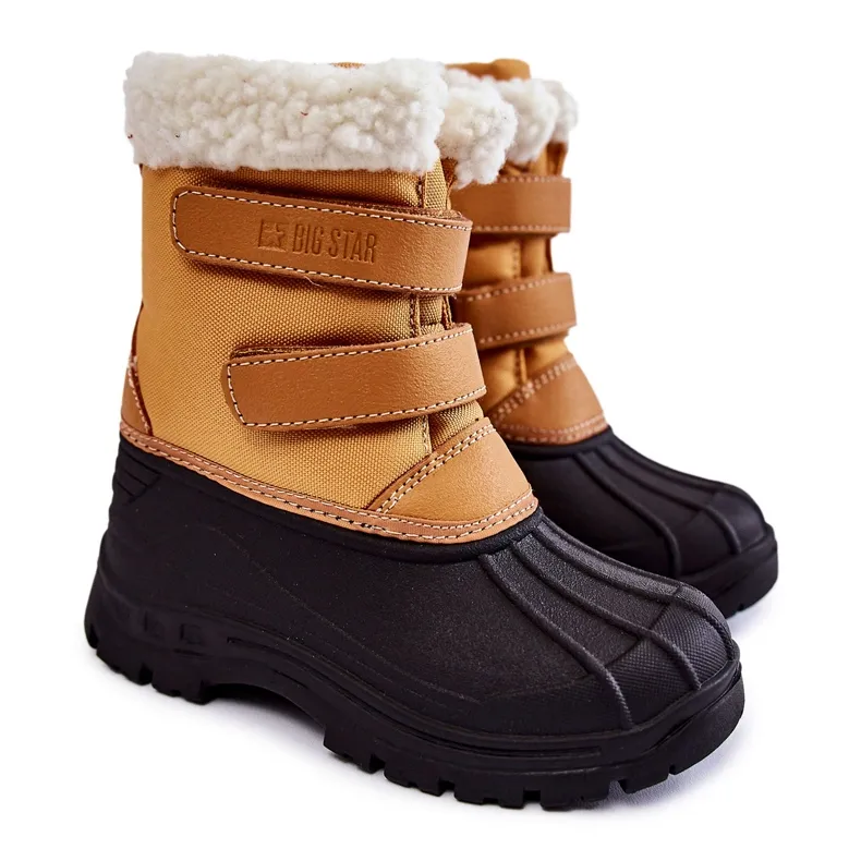 Children's Snow Boots On Velcro Big Star KK374237 Camel orange