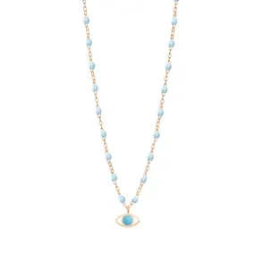 Classic Gigi Baby Blue Eye Necklace, Rose Gold, 16.5