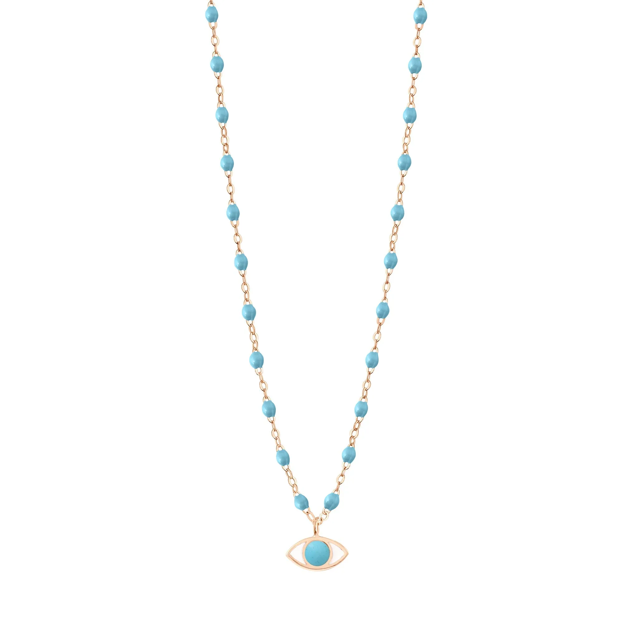 Classic Gigi Turquoise Eye Necklace, Rose Gold, 16.5