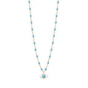 Classic Gigi Turquoise Eye Necklace, Rose Gold, 16.5