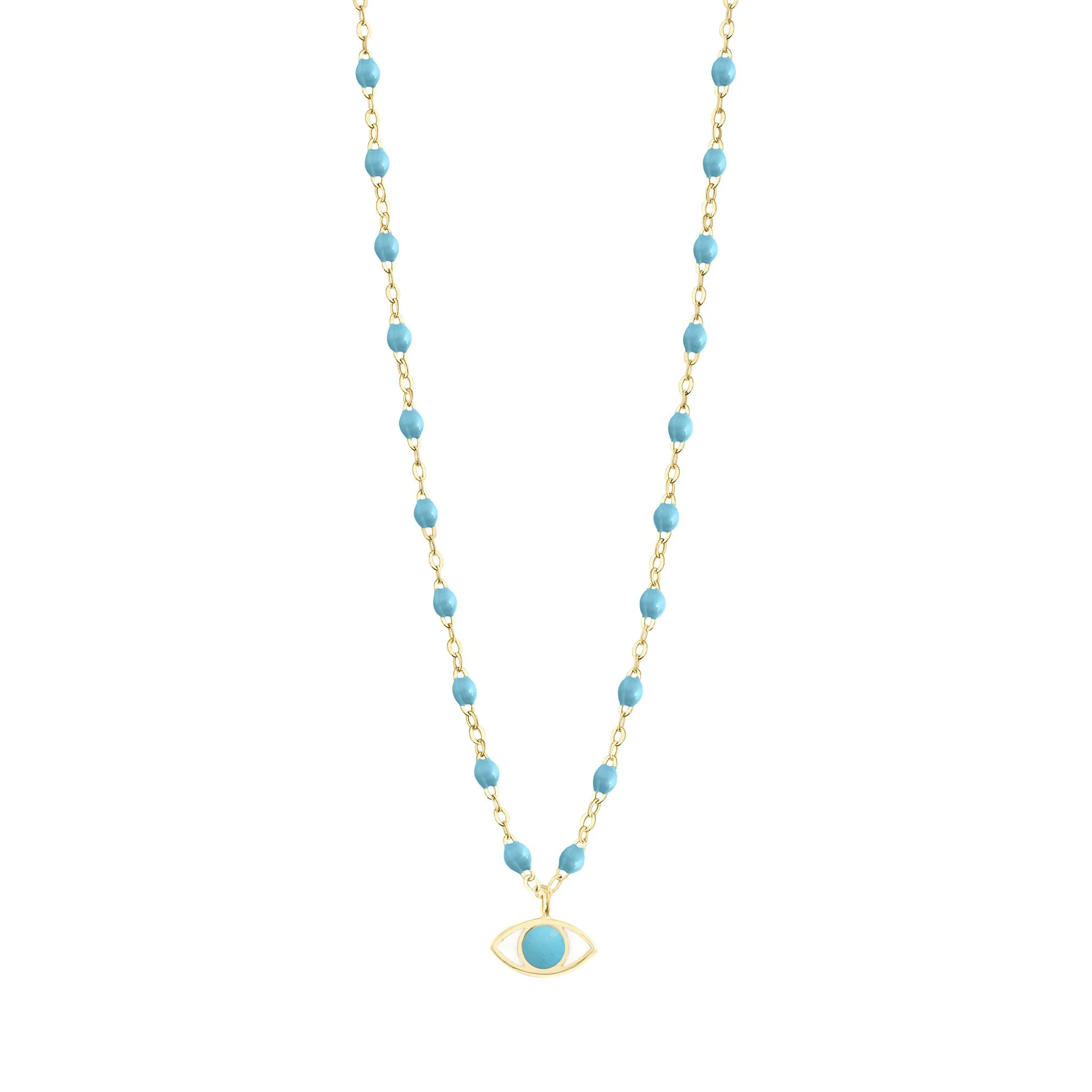 Classic Gigi Turquoise Eye Necklace, Yellow Gold, 16.5