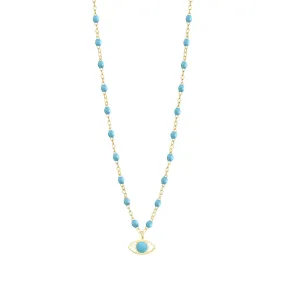 Classic Gigi Turquoise Eye Necklace, Yellow Gold, 16.5