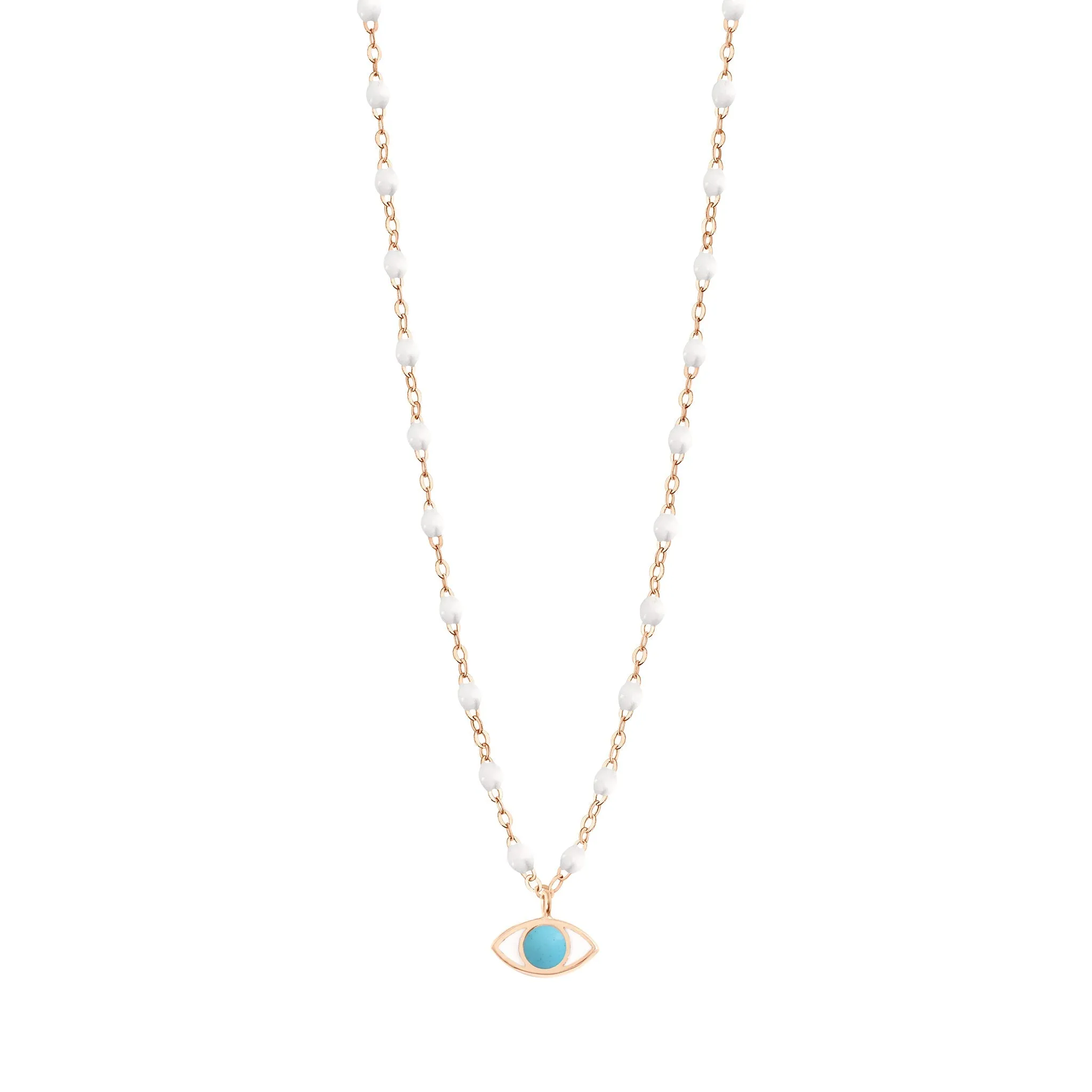 Classic Gigi White Eye Necklace, Rose Gold, 16.5