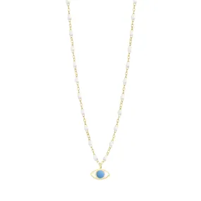 Classic Gigi White Eye Necklace, Yellow Gold, 16.5