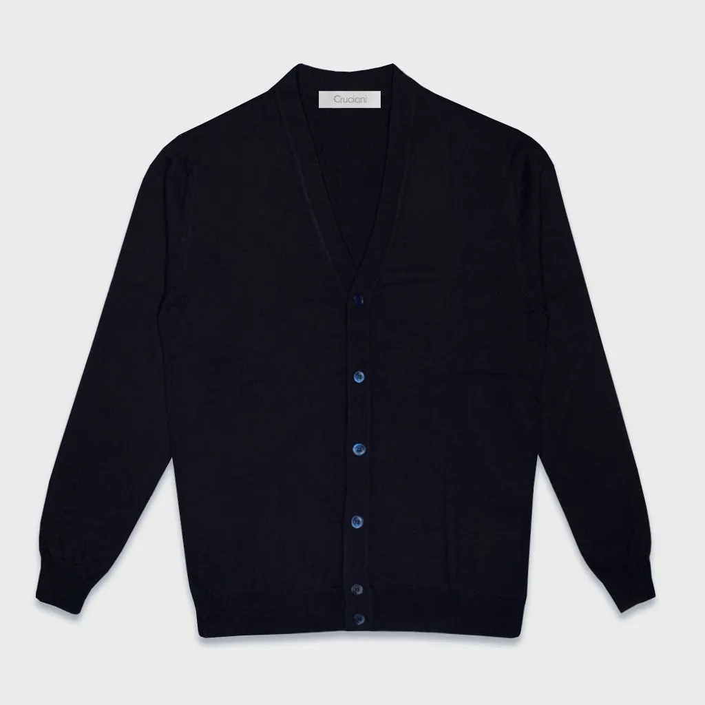 Cruciani Men's Cardigan Wool Dark Blue