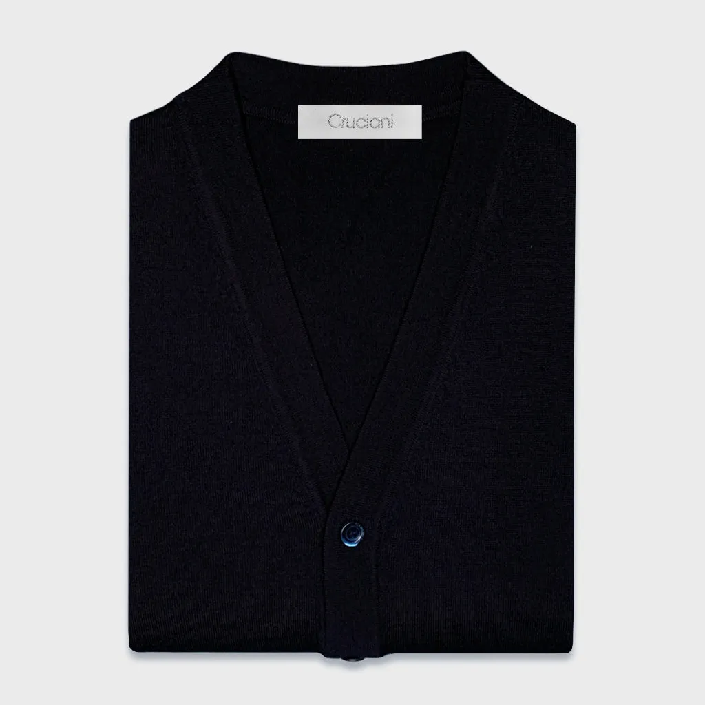 Cruciani Men's Cardigan Wool Dark Blue