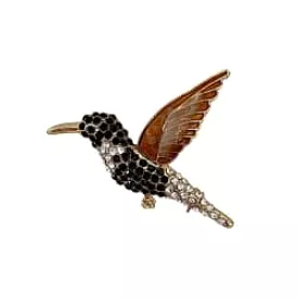 Crystal and Enamel Hummingbird Brooch