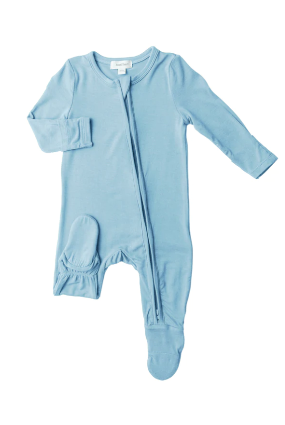 Crystal blue zipper footie