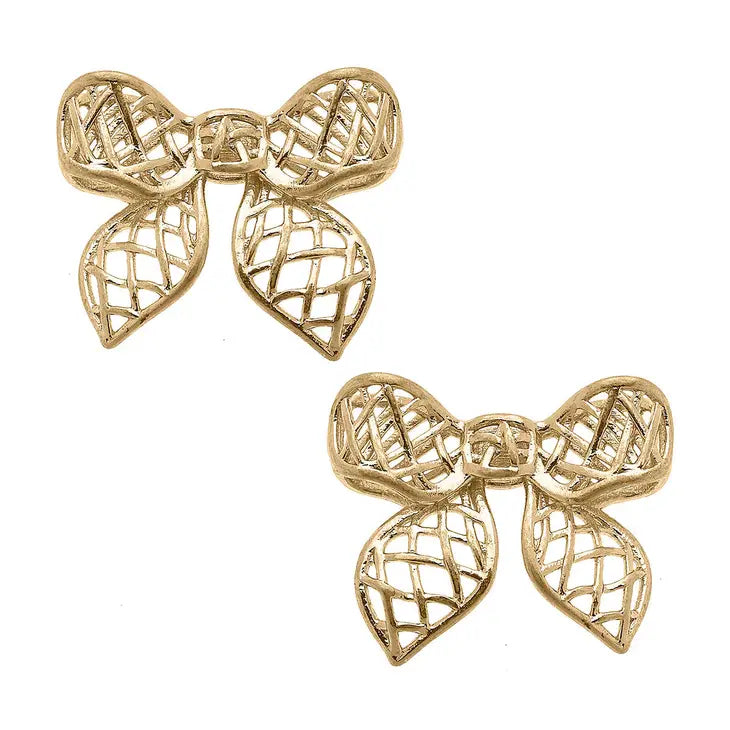 Diana Bow Stud Earrings- Gold