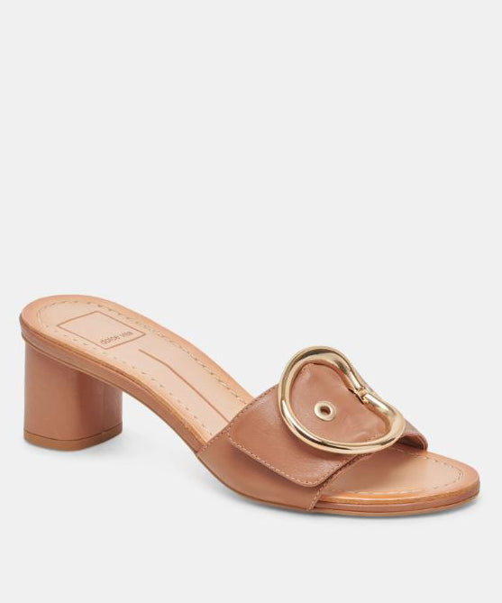 Dolce Vita Laika Block Heel Buckle Slides - Cider Leather