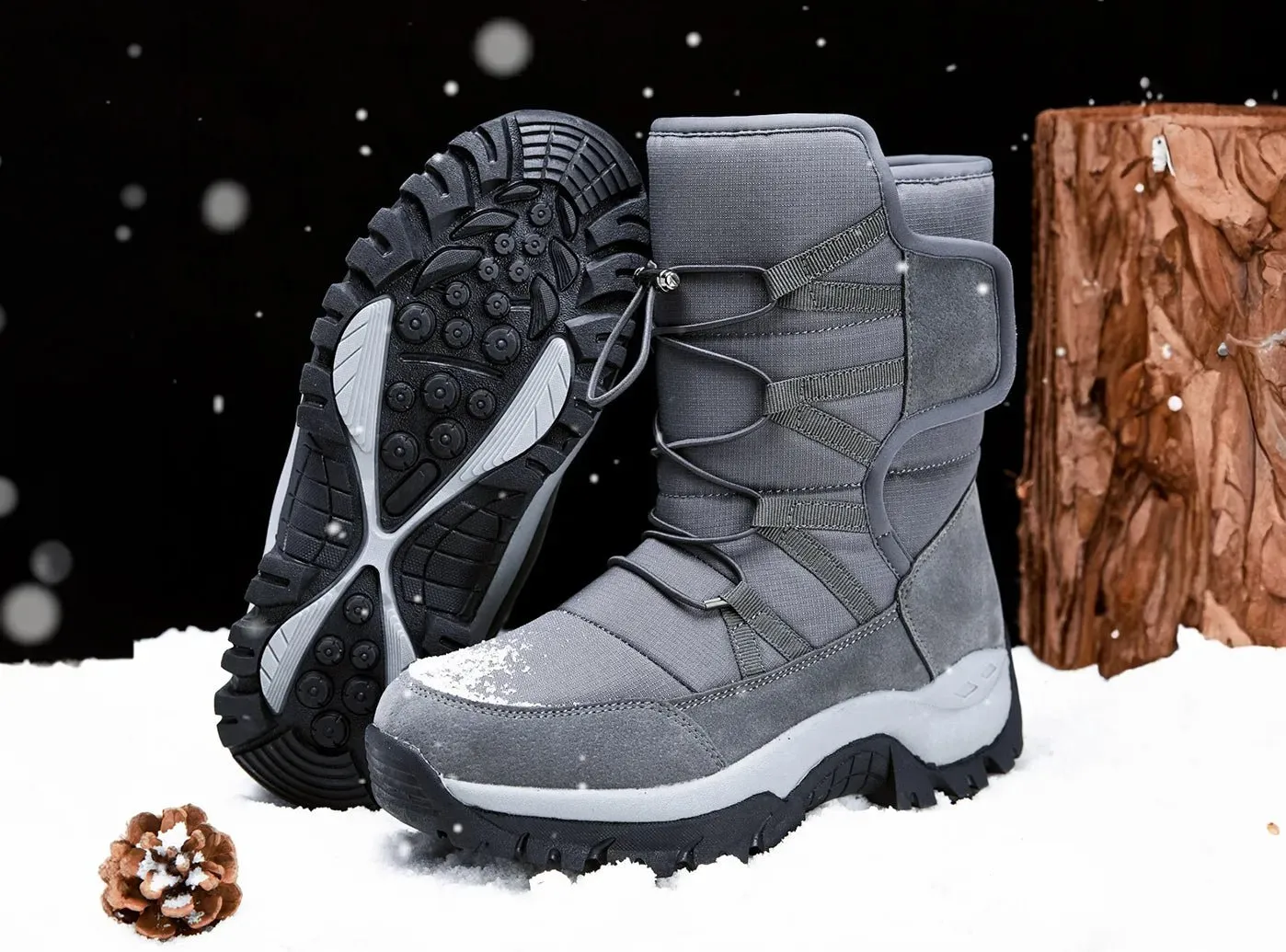 FitVille Men's Waterproof Faux Fur-Lined Snow Boots