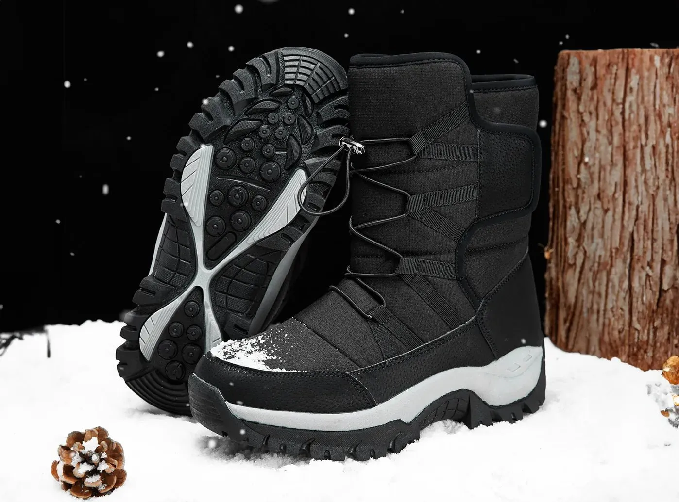 FitVille Men's Waterproof Faux Fur-Lined Snow Boots