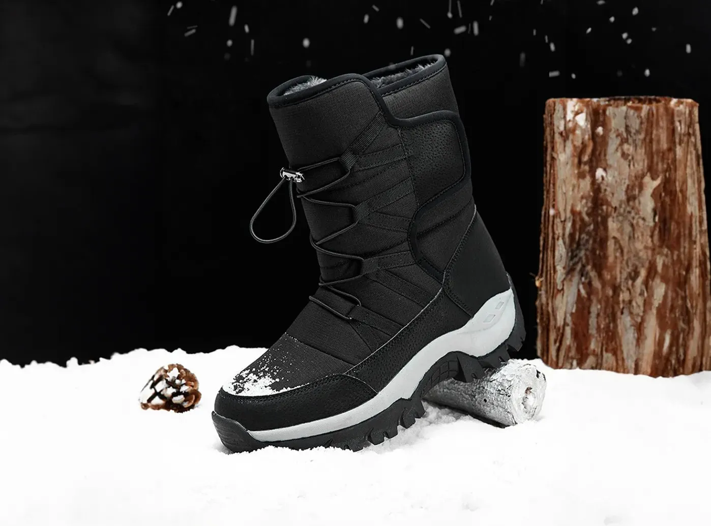 FitVille Men's Waterproof Faux Fur-Lined Snow Boots