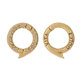 Gold and Pave Diamonds Round Charm Holder