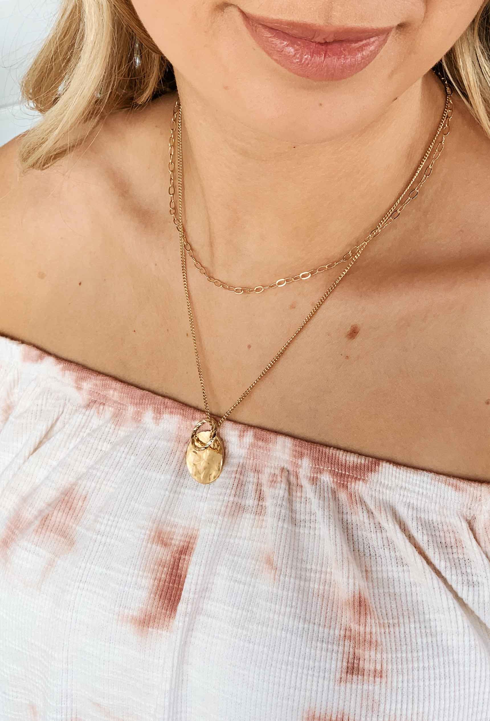 Gold Cleo Layered Coin Necklace