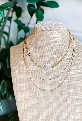 Gold Layered Chain & Pearl Necklace