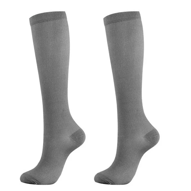 Gray Unisex Blood Circulation Promotion Slimming Compression Socks