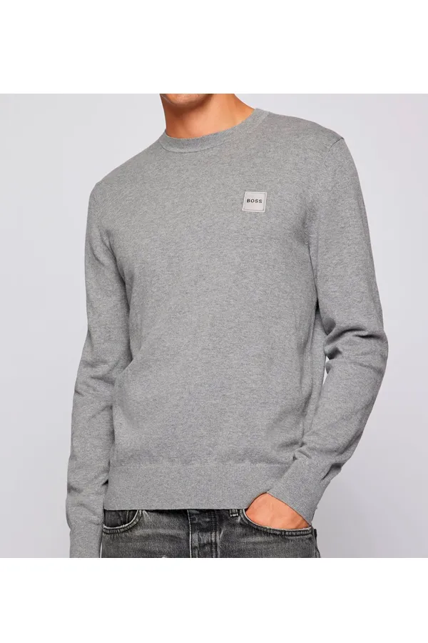 Hugo Boss Patch Cashmere Blend Knit Grey