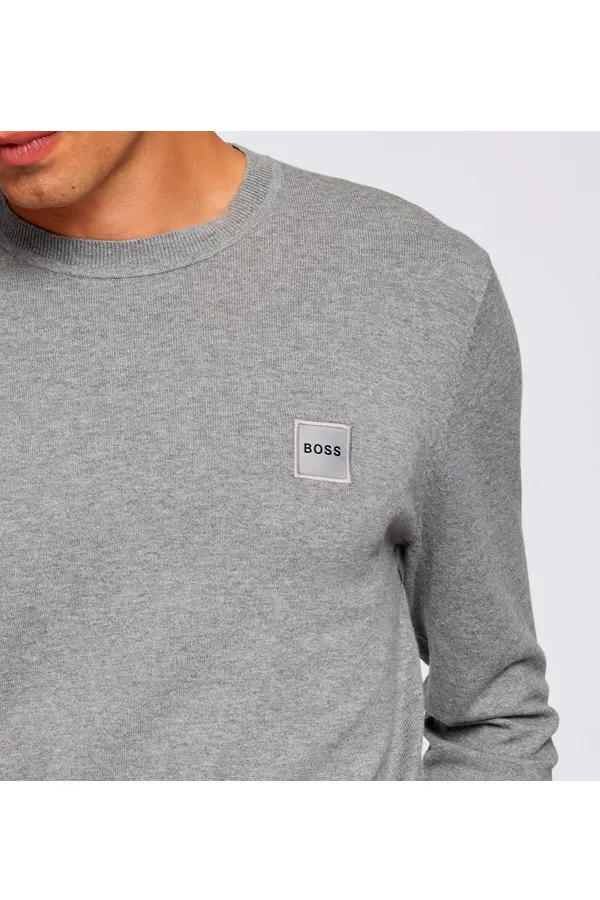 Hugo Boss Patch Cashmere Blend Knit Grey